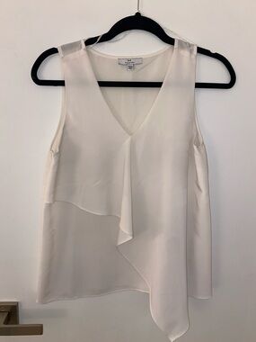 H by Halston Cream V-Neck Layered Ruffle Camisole